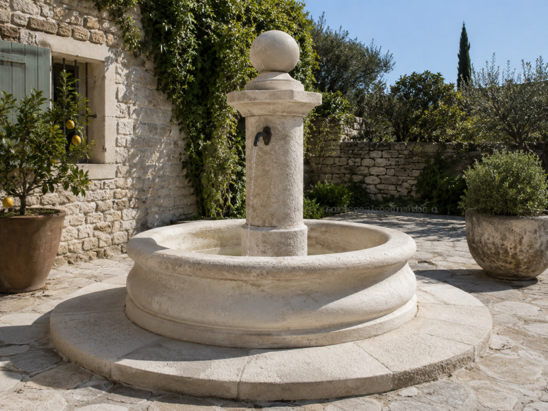 Création d'une fontaine en pierre sur mesure dans le Luberon